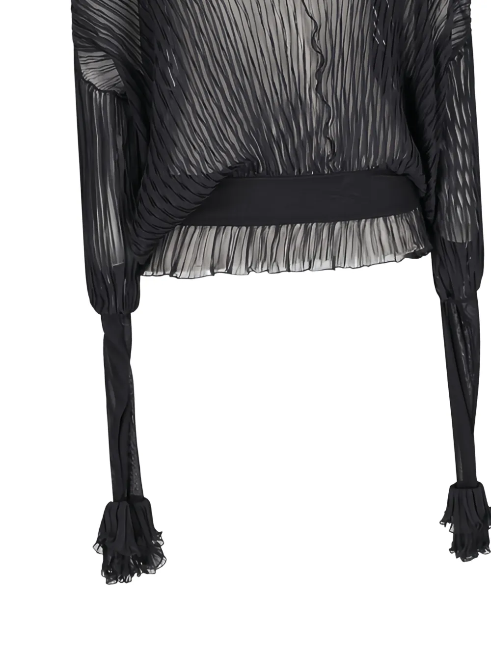 Blumarine pleated ruffled blouse Zwart