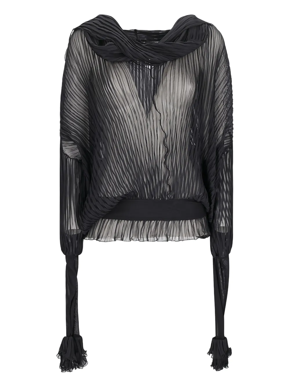 Blumarine pleated ruffled blouse Zwart