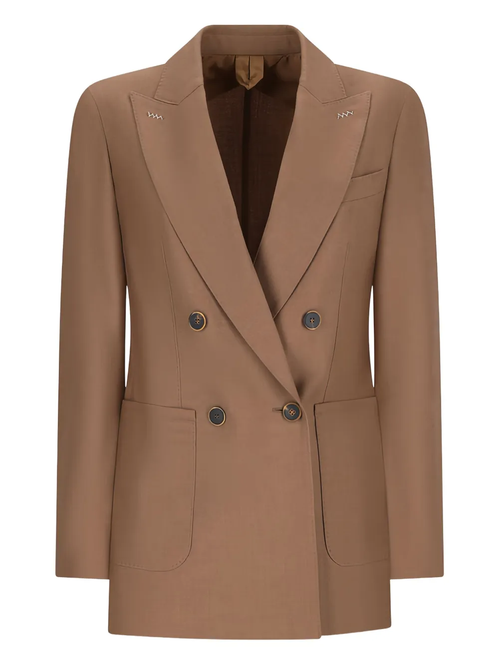 Max Mara Jurk met dubbele rij knopen en opgestikte zak Bruin
