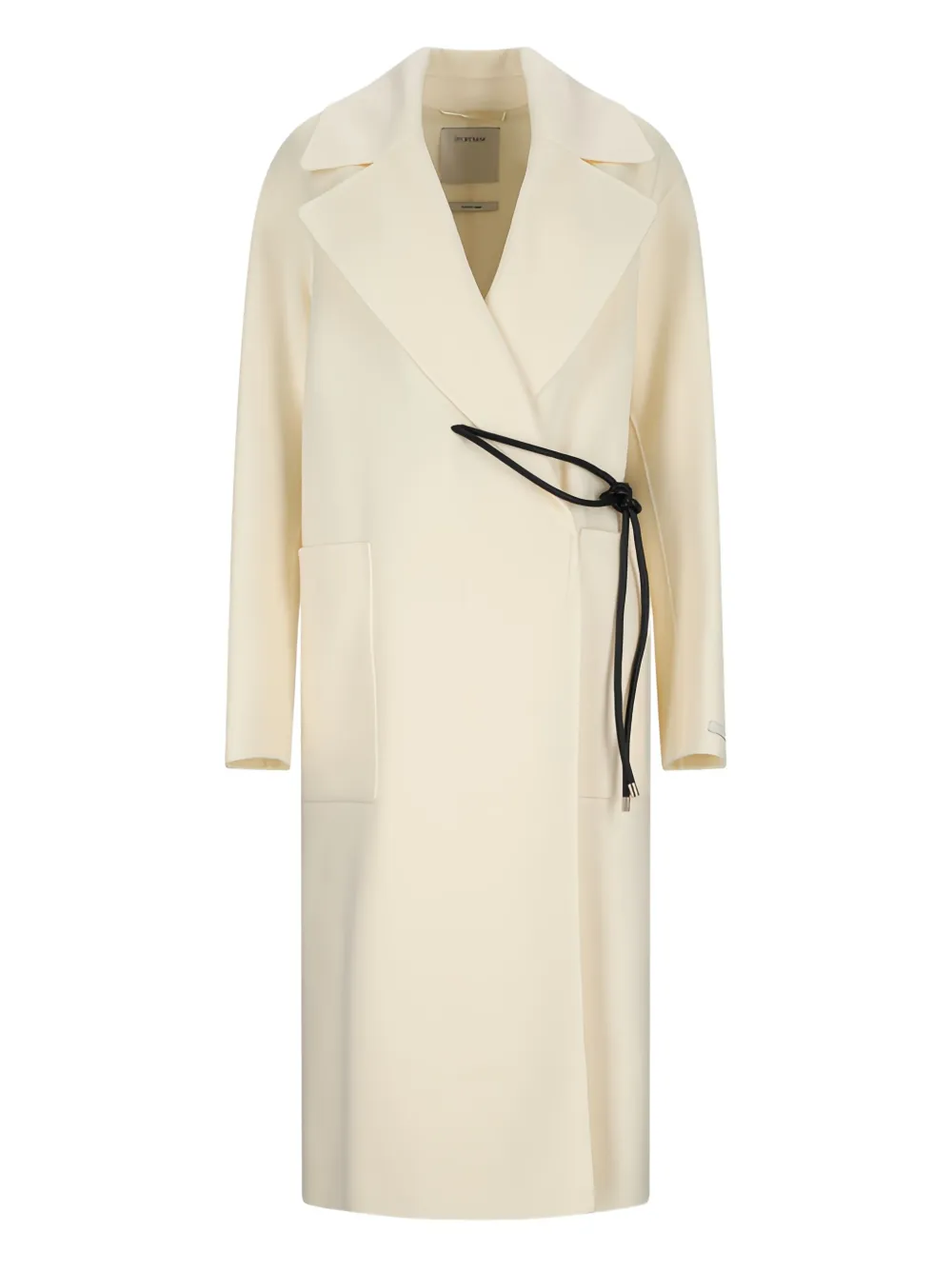 tie-fastening lapel single-breasted coat