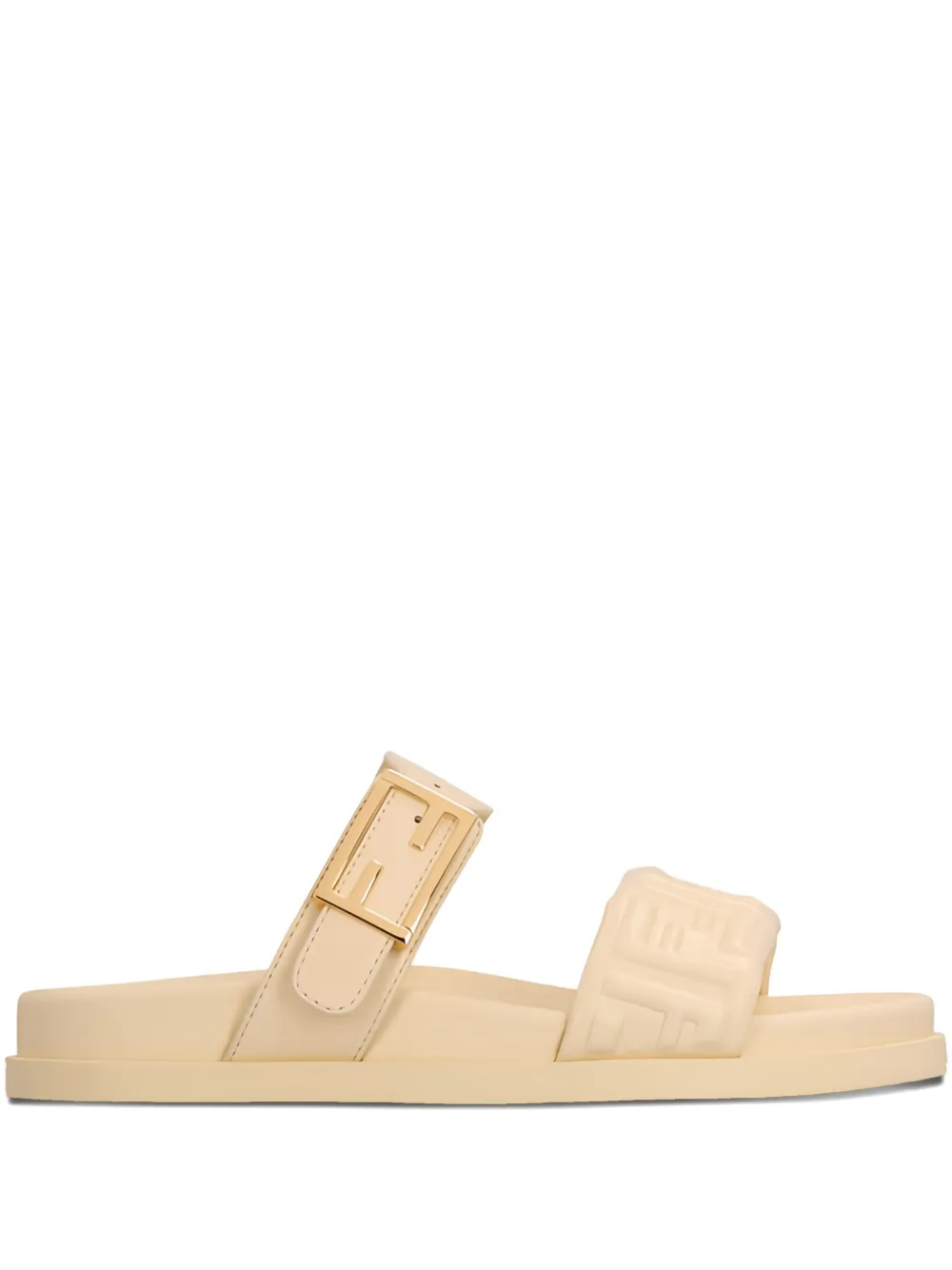 FENDI buckle-embellished logo sandals Neutrals