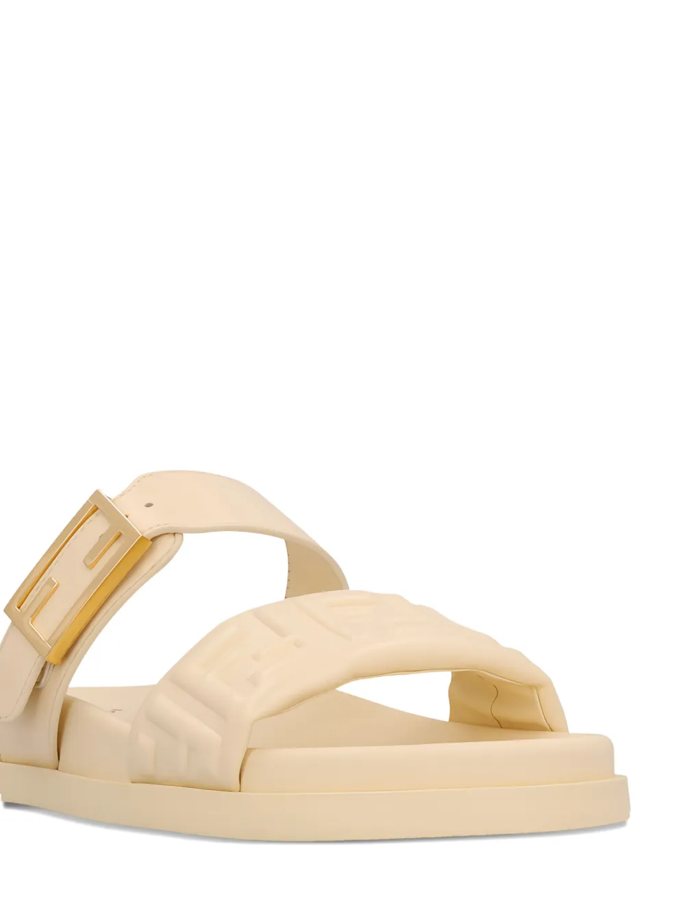 FENDI buckle-embellished logo sandals Neutrals