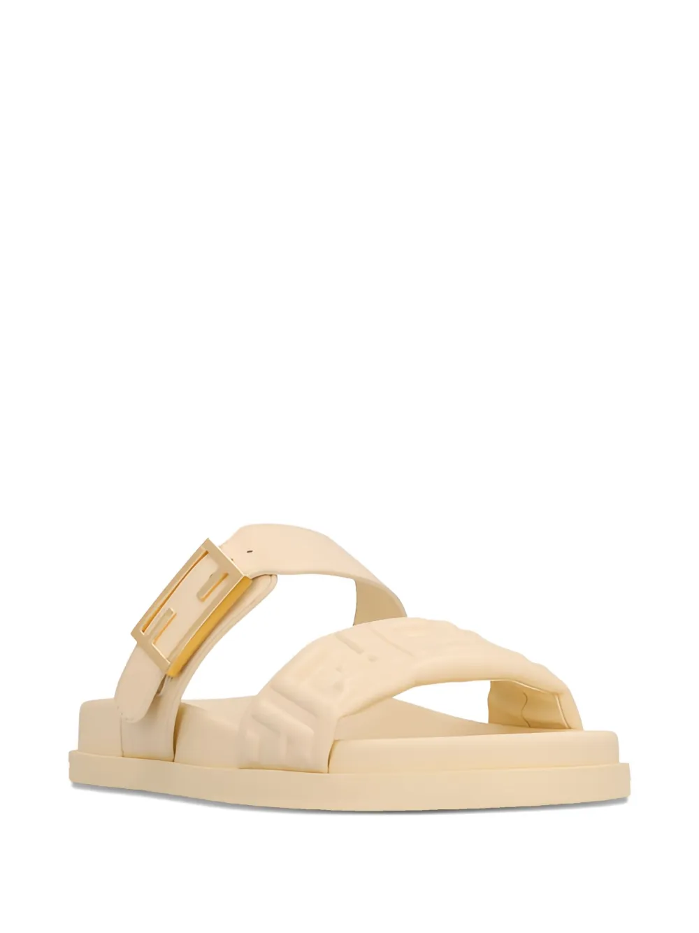 FENDI buckle-embellished logo sandals Neutrals
