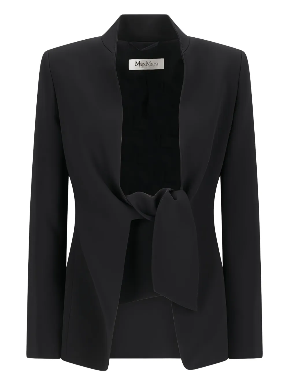 Max Mara Tailored Blazer With Bow Detail And Padded Shoulders In Black