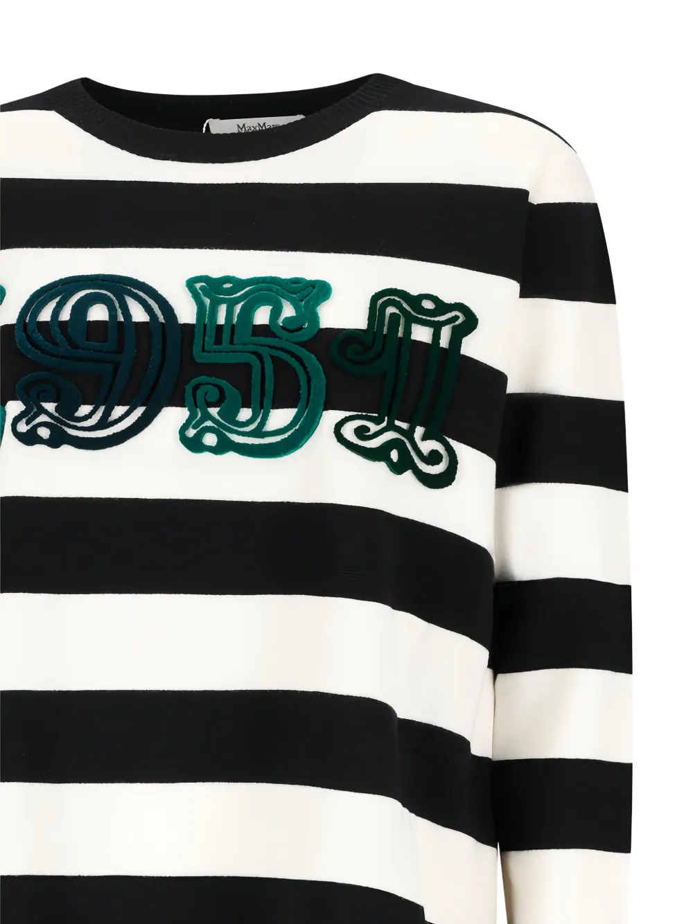 Max Mara Viterbo striped-pattern embroidered T-shirt Zwart