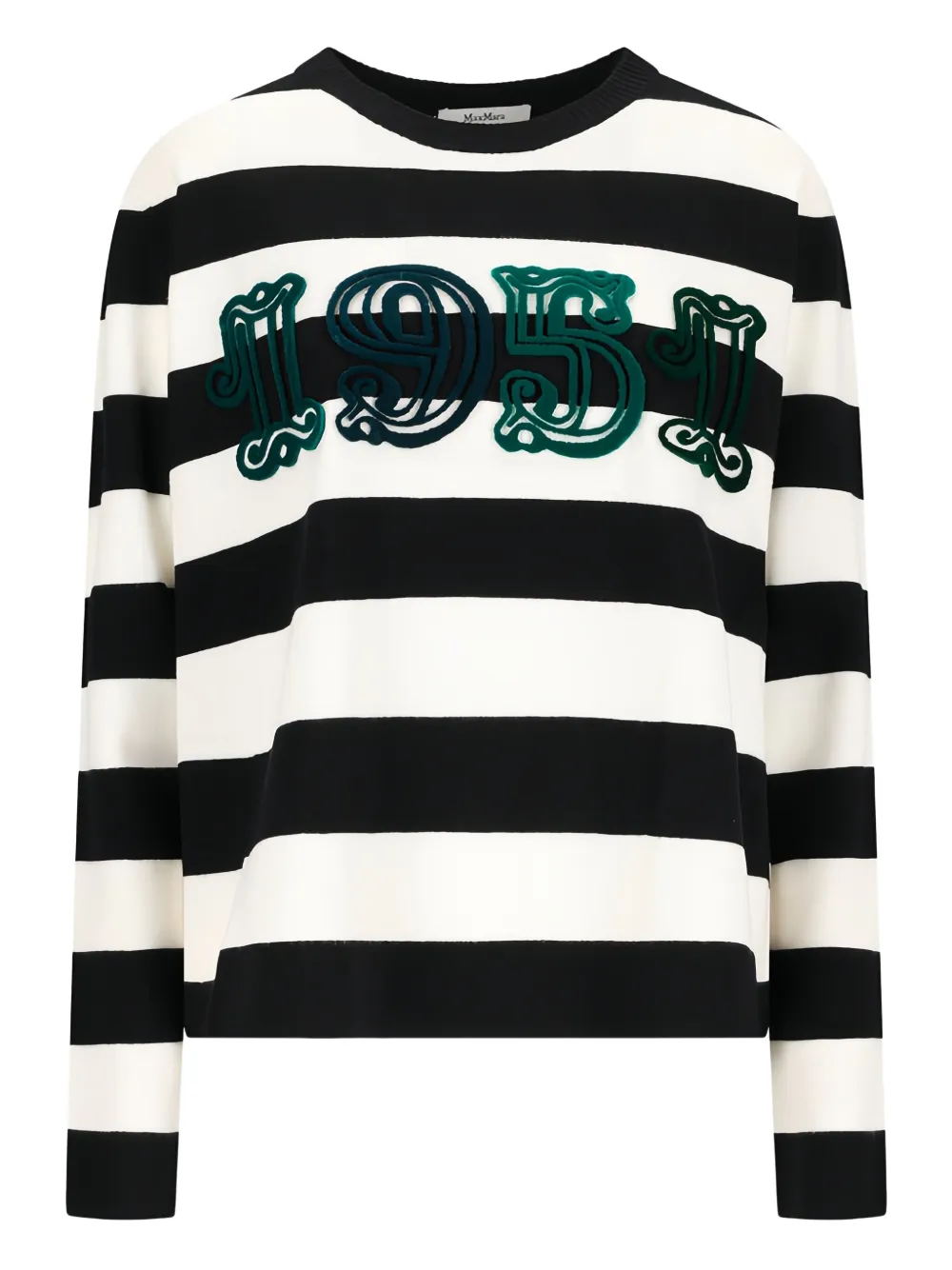 Max Mara Viterbo striped-pattern embroidered T-shirt Zwart