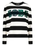 Max Mara Viterbo striped-pattern embroidered T-shirt - Black