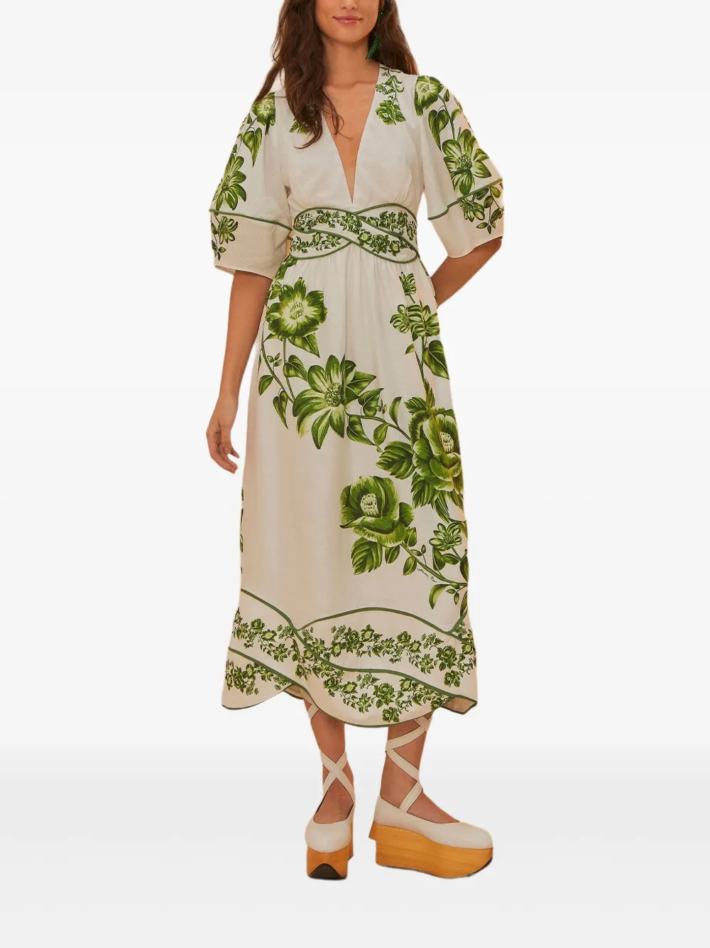 FARM Rio floral-print midi dress - ニュートラル FARM Rio floral-print midi dress - ニュートラル