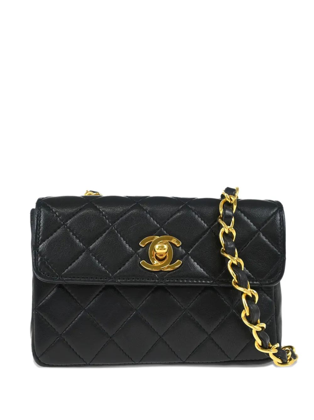 CHANEL Pre-Owned 1990s ストレート フラップ ショルダーバッグ - ブラック CHANEL Pre-Owned 1990s ストレート フラップ ショルダーバッグ - ブラック