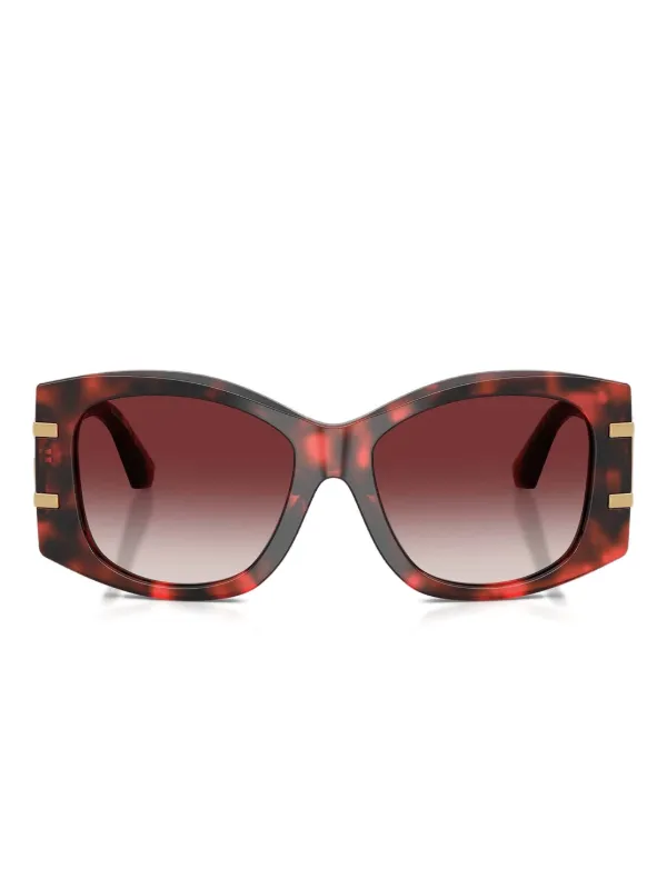 Dolce Gabbana Eyewear logo-plaque Geometric Sunglasses Red