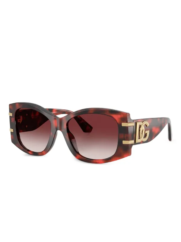 Dolce & Gabbana Red Geometric Sunglasses Dolce & Gabbana Geometric Sunglasses With Logo Plaque In Red  main image 3