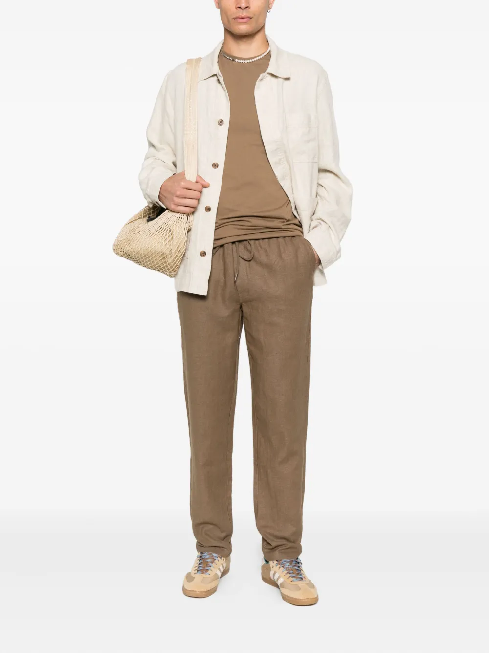Les Deux Patrick broek van linnenblend met trekkoord - Beige