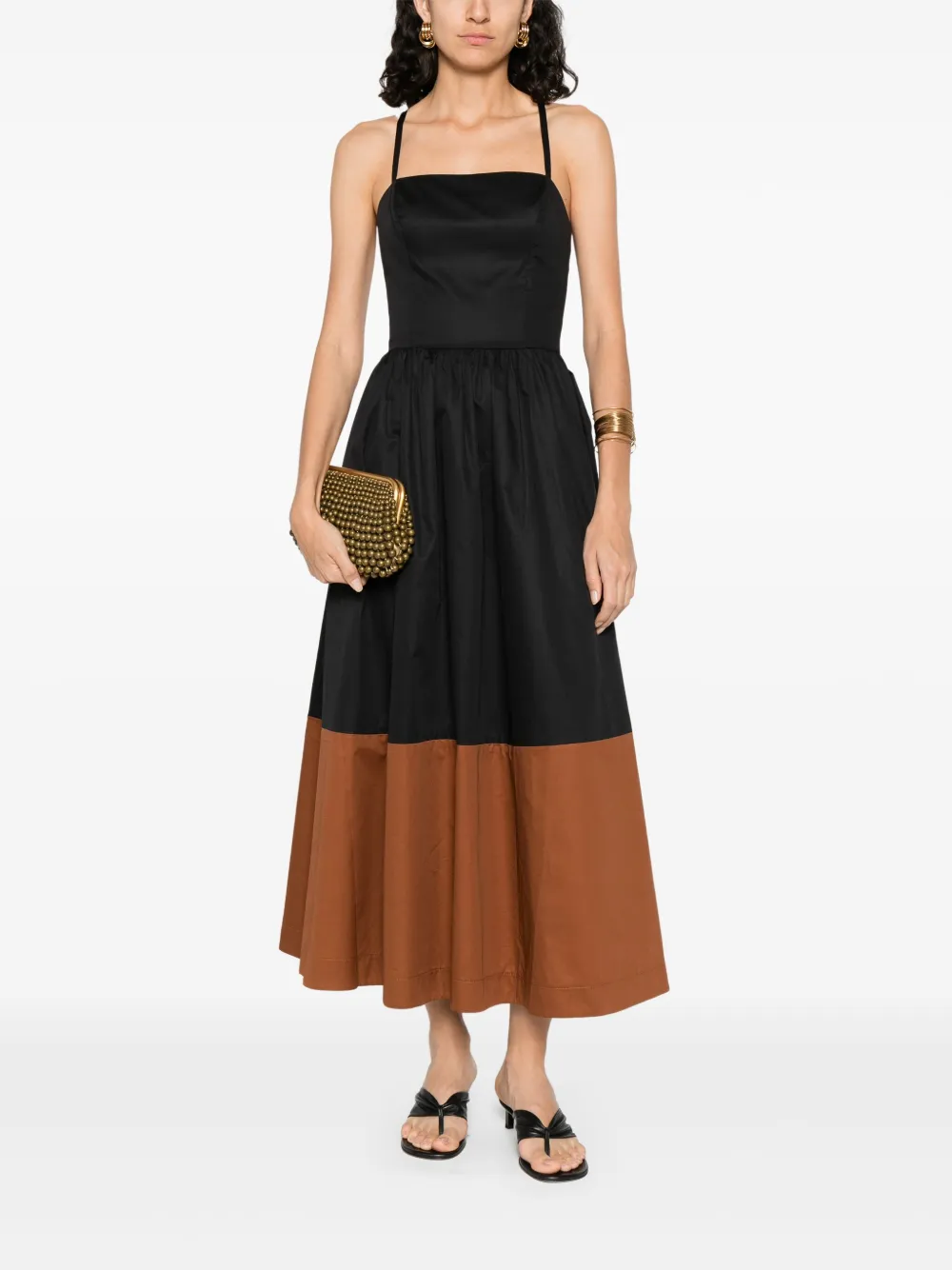 MOUTAKI poplin midi dress - Zwart