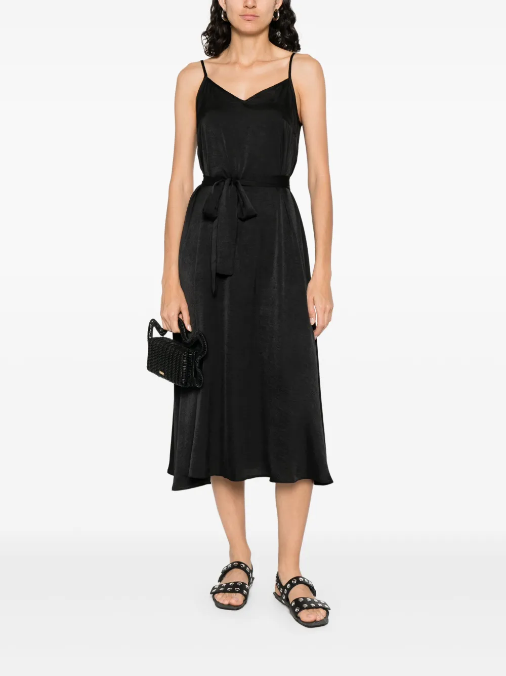 MOUTAKI satin midi dress - Zwart