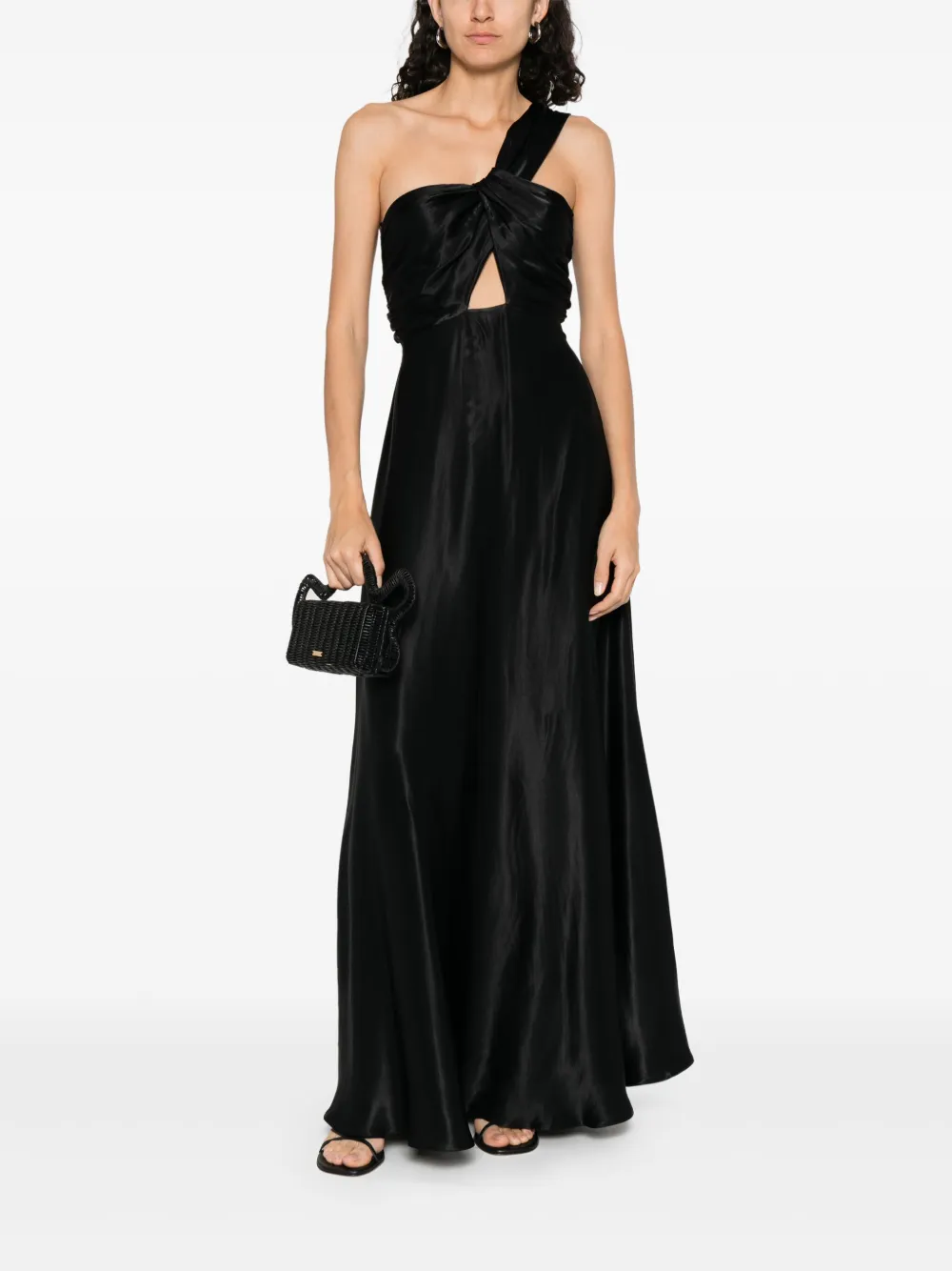 MOUTAKI satin maxi dress - Zwart