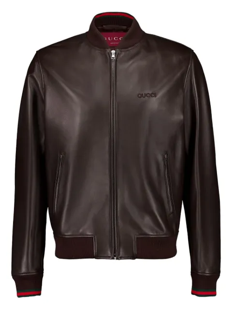Gucci leather bomber jacket