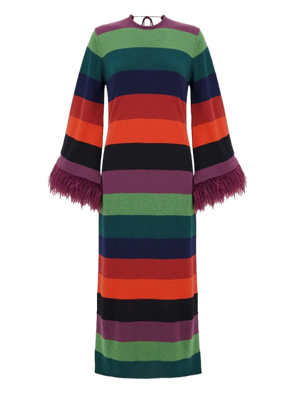 Paula Striped Bell-sleeve Midi Dress In Multi