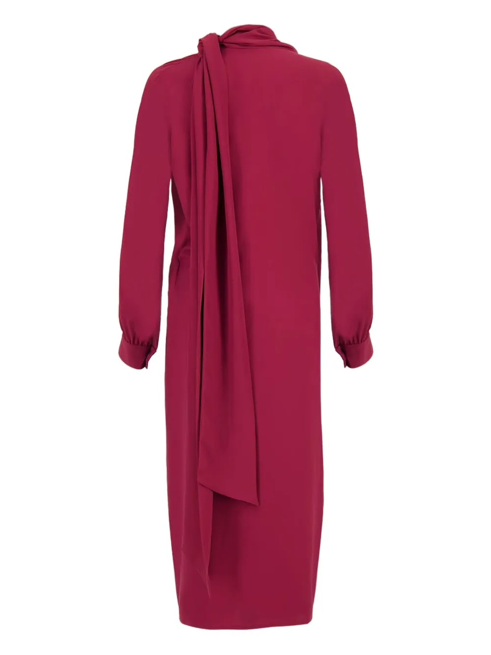 Paula Asymmetric Draped Midi Dress In Pink