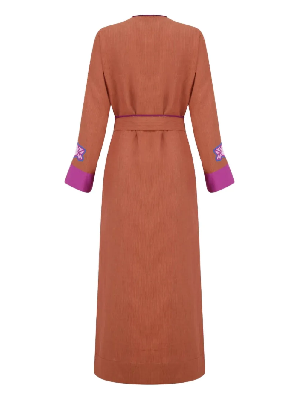  Paula Embroidered-patchwork Linen Dress - Caramelembr 