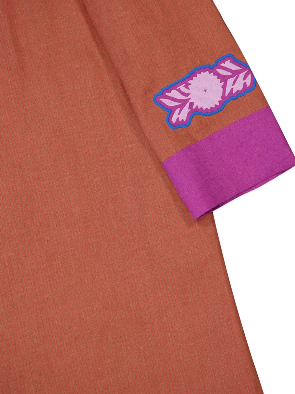 PAULA Linnen jurk met geborduurd patchwork CARAMELEMBR