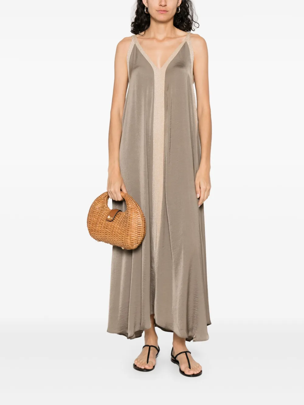MOUTAKI satin midi dress - Groen