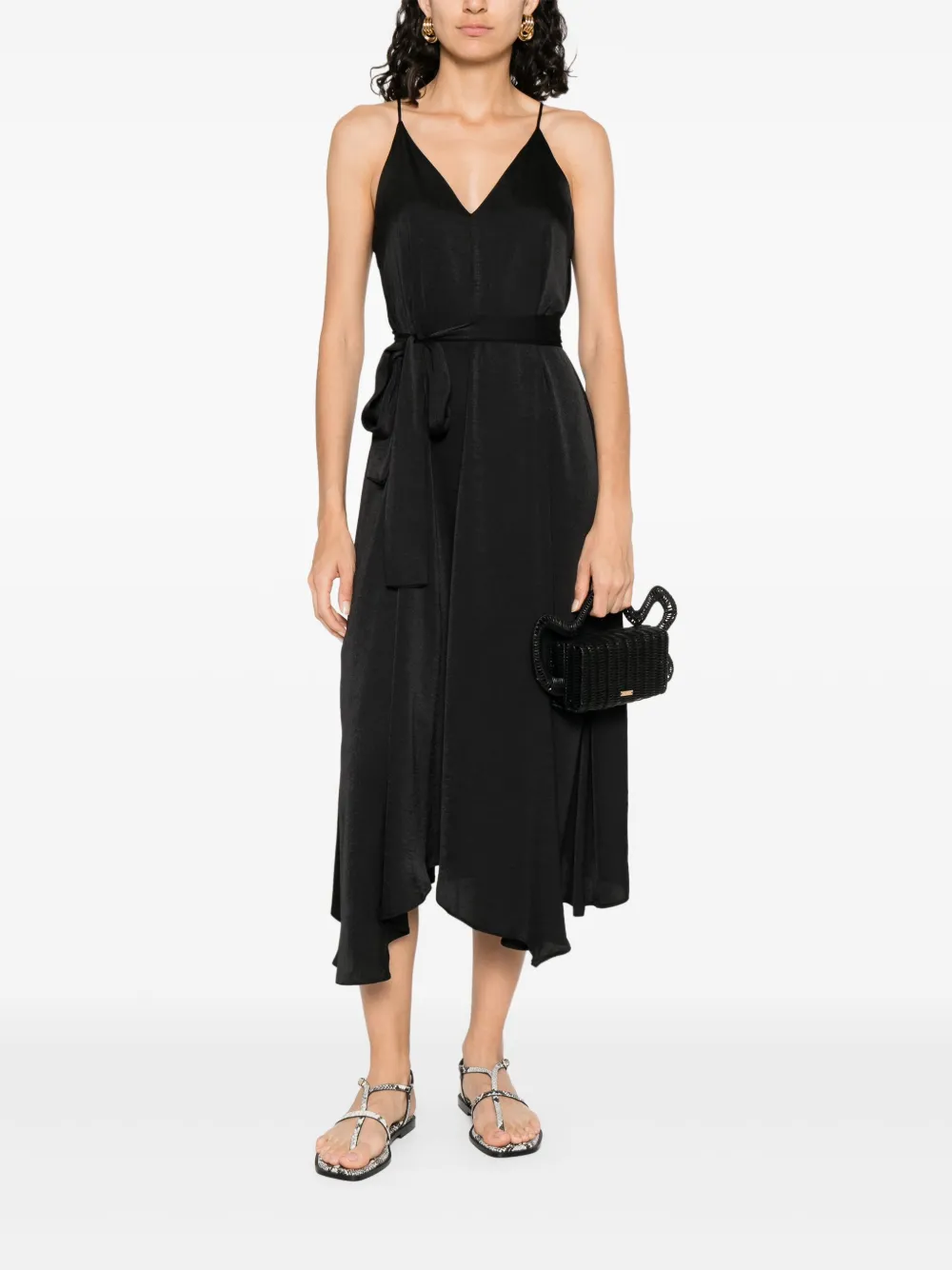 MOUTAKI satin midi dress - Zwart