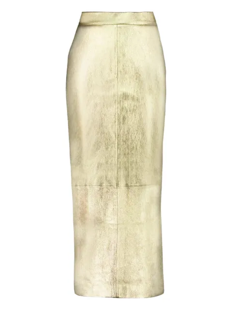 PAULA metallic-effect leather skirt 