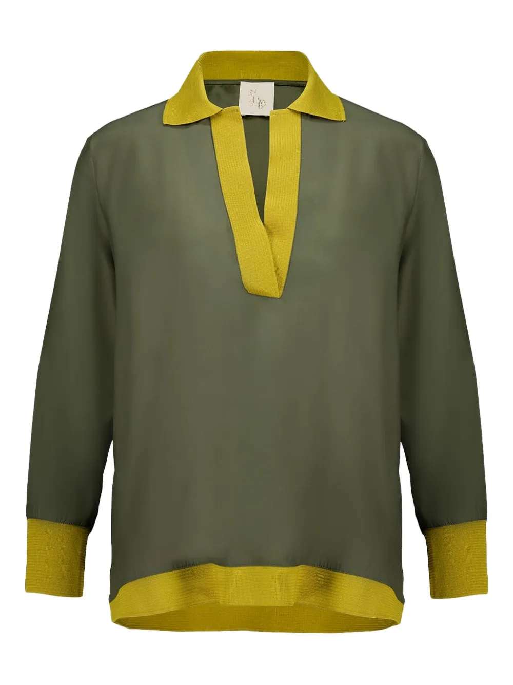 Paula Placket-collar Long-sleeve T-shirt In Multi