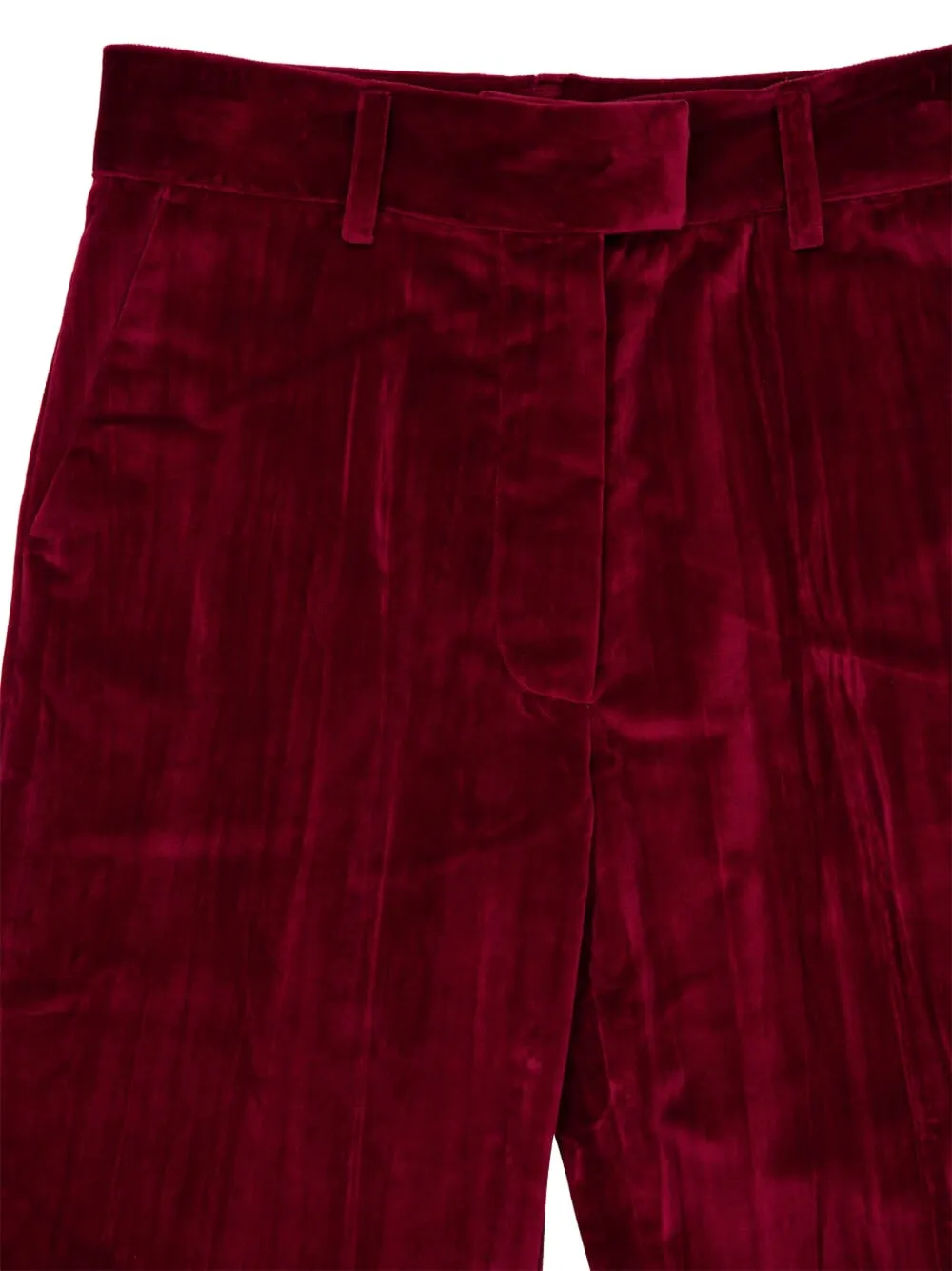 Paula Flared Velvet Trousers In Burgundy