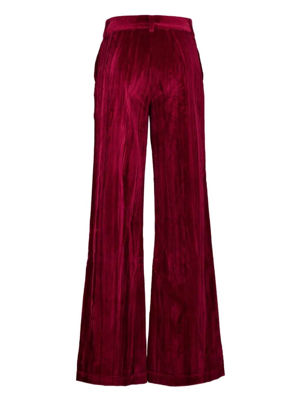 Paula Flared Velvet Trousers In Burgundy
