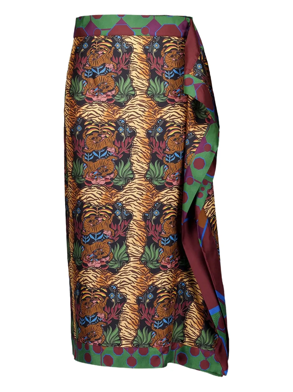 PAULA tiger-print wrap skirt | Neutrals | Image 1
