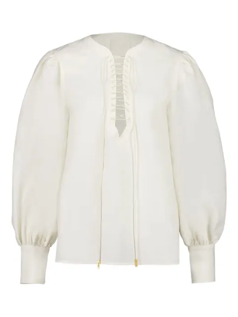 Givenchy puffed sleeve lace-up blouse