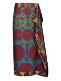 PAULA graphic-print wrap skirt - Red