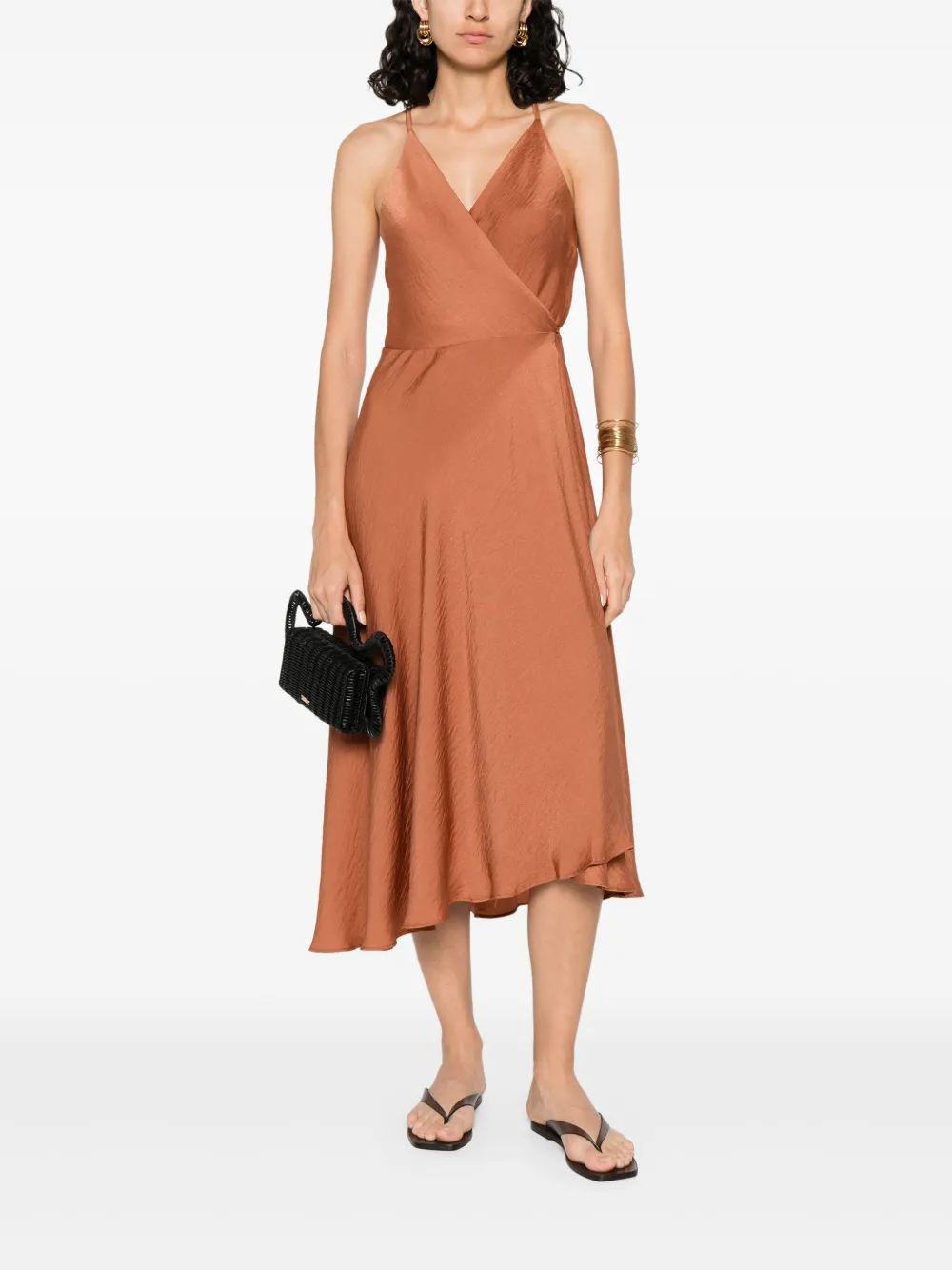 MOUTAKI satin midi dress - Bruin