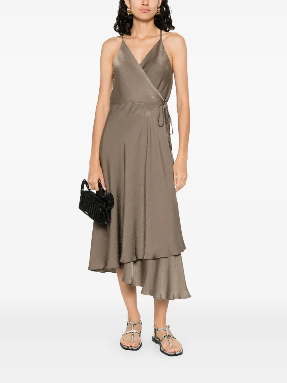 MOUTAKI satin midi dress - Groen