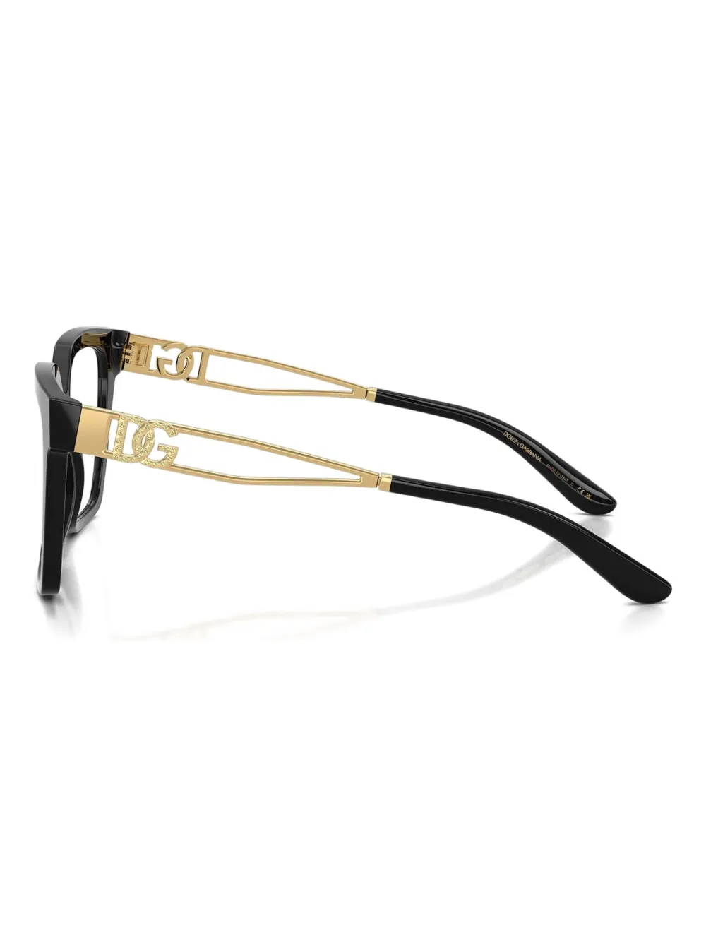 Dolce & Gabbana Eyewear Bril met vierkant montuur en gouden detail Zwart