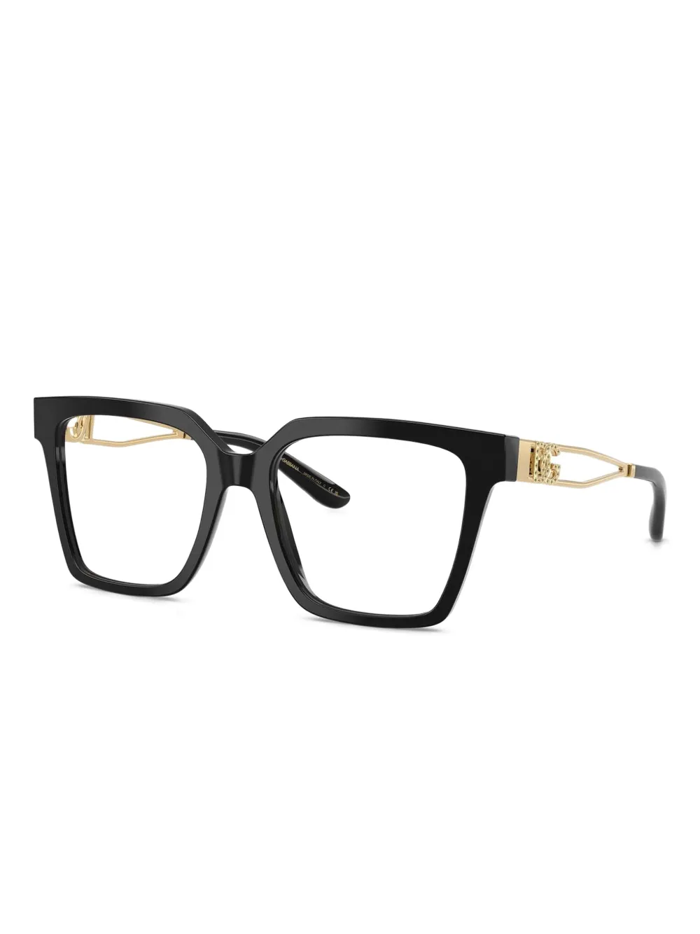 Dolce & Gabbana Eyewear Bril met vierkant montuur en gouden detail Zwart