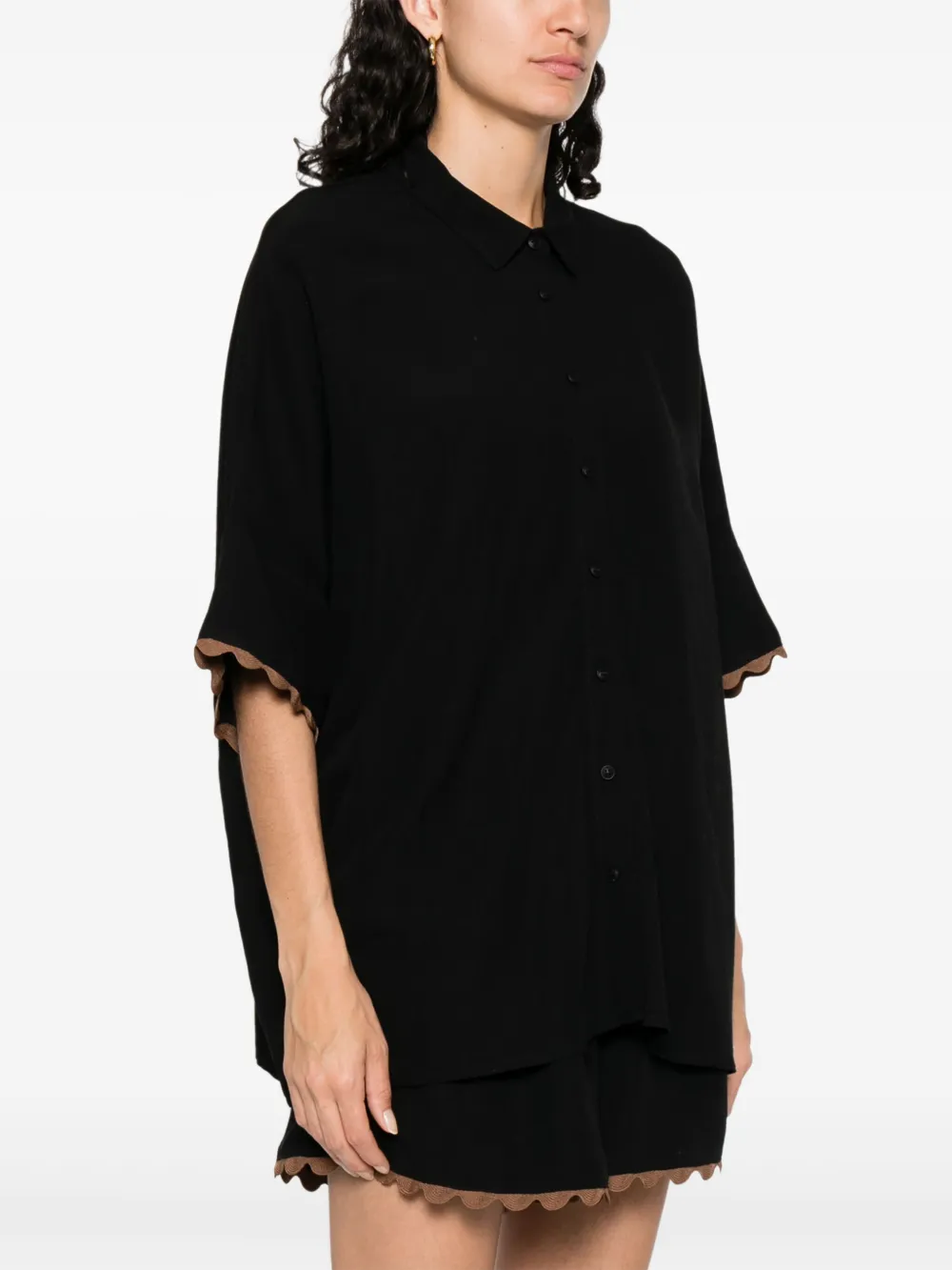  Moutaki Jersey Polo Top - Black 