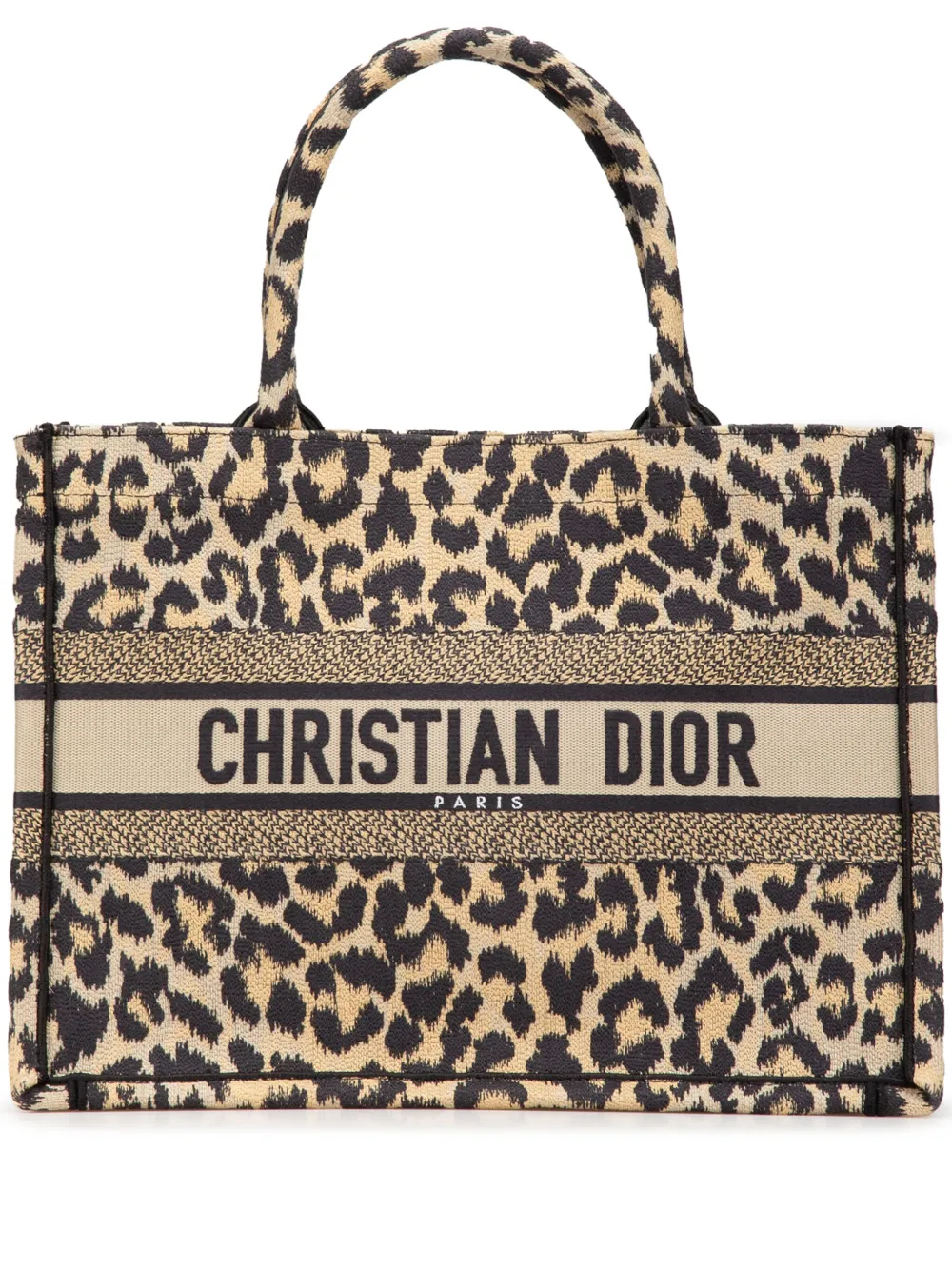 Christian Dior Pre-Owned 2022 Mizza Medium Embroidered Canvas Leopard Christian Dior Pre-Owned 2022 Mizza Medium Embroidered Canvas Leopard