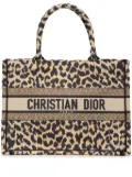 Christian Dior Pre-Owned 2022 Mizza Medium Embroidered Canvas Leopard Book tote bag - Brown