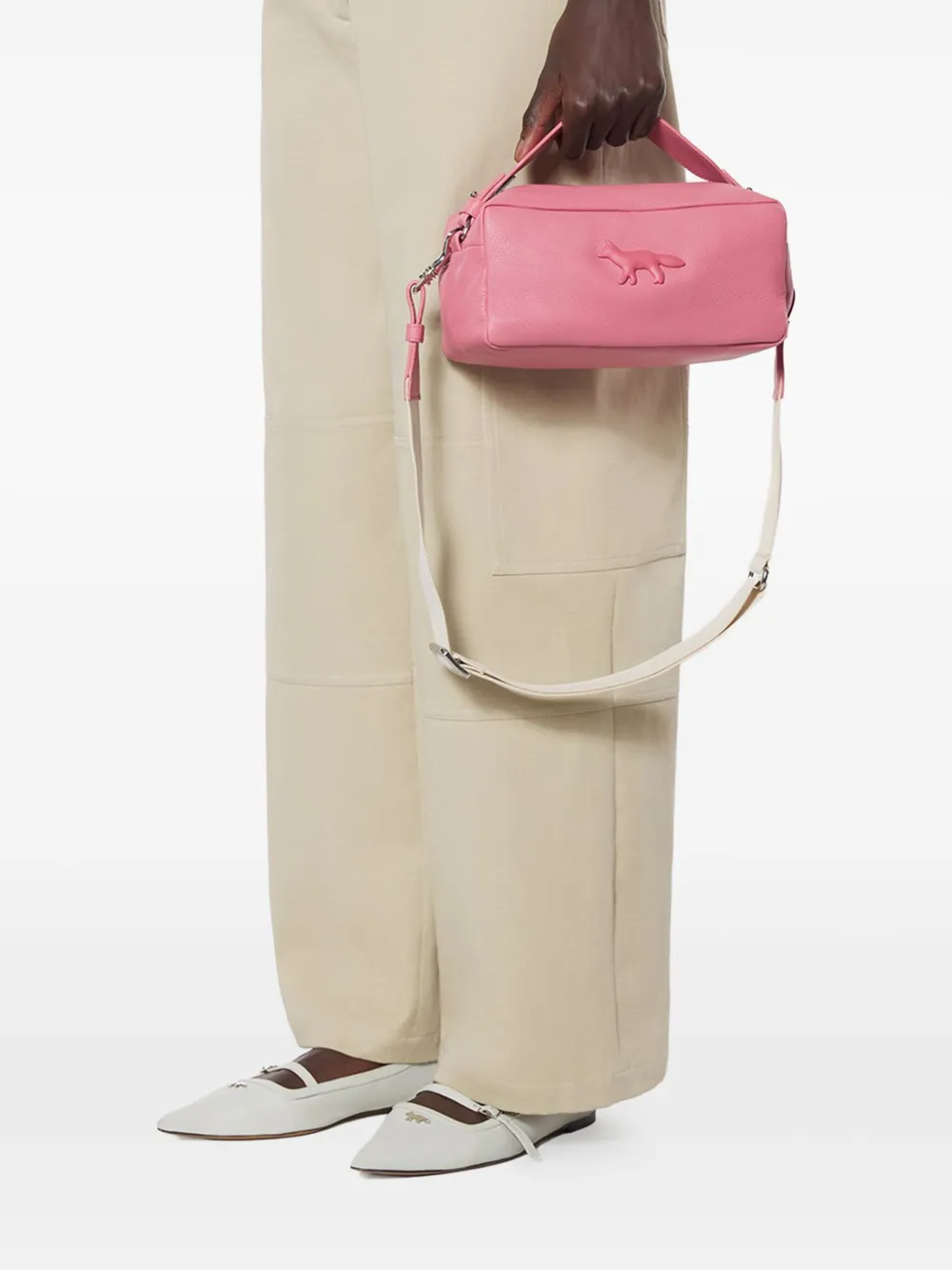 Maison Kitsuné Leren shopper - Roze