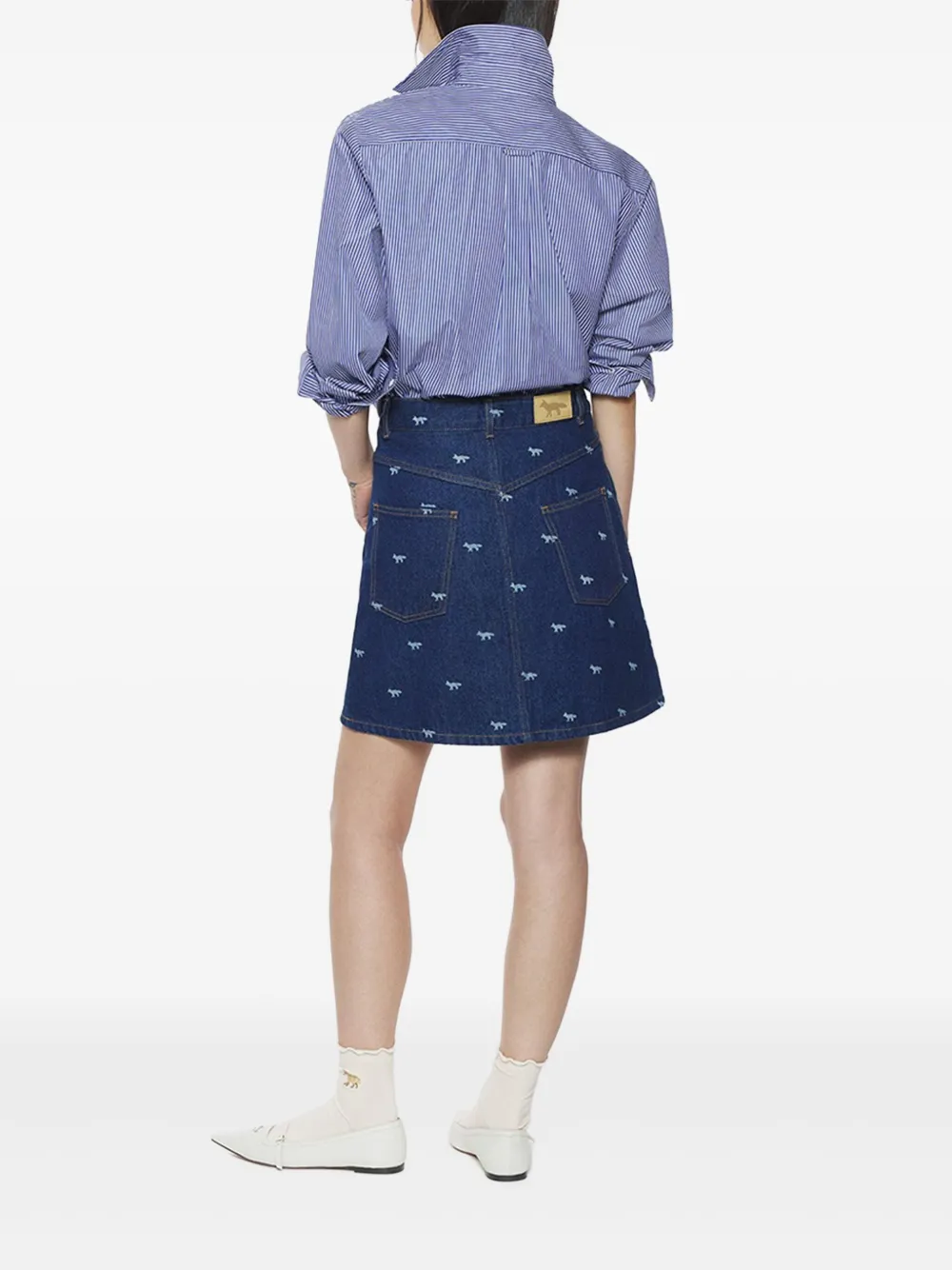 MAISON KITSUNÉ ANIMAL-PRINT DENIM SKIRT