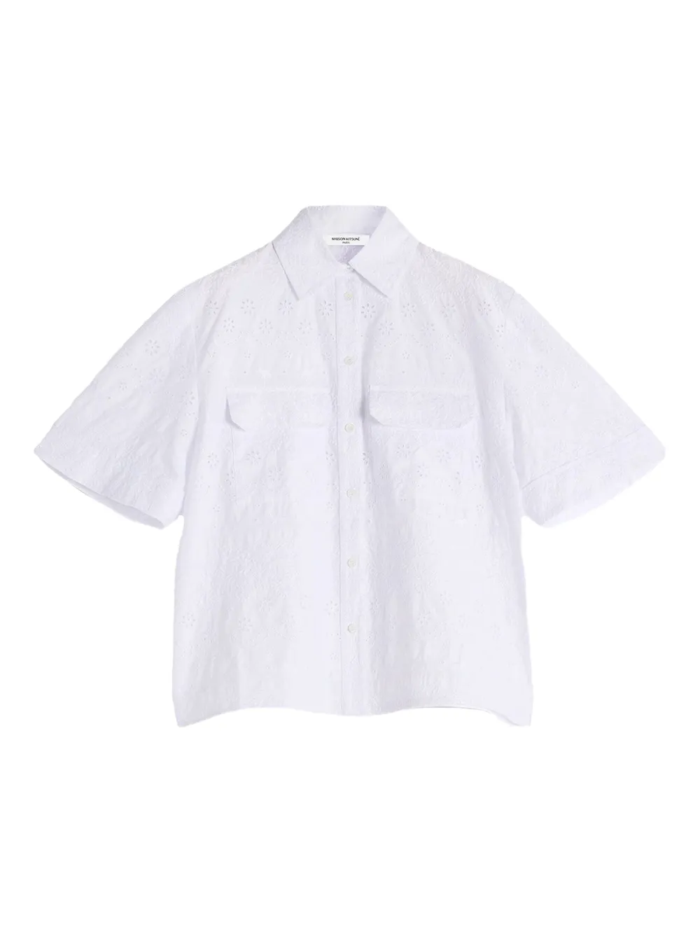 MAISON KITSUNÉ EMBROIDERED SHORT-SLEEVE SHIRT