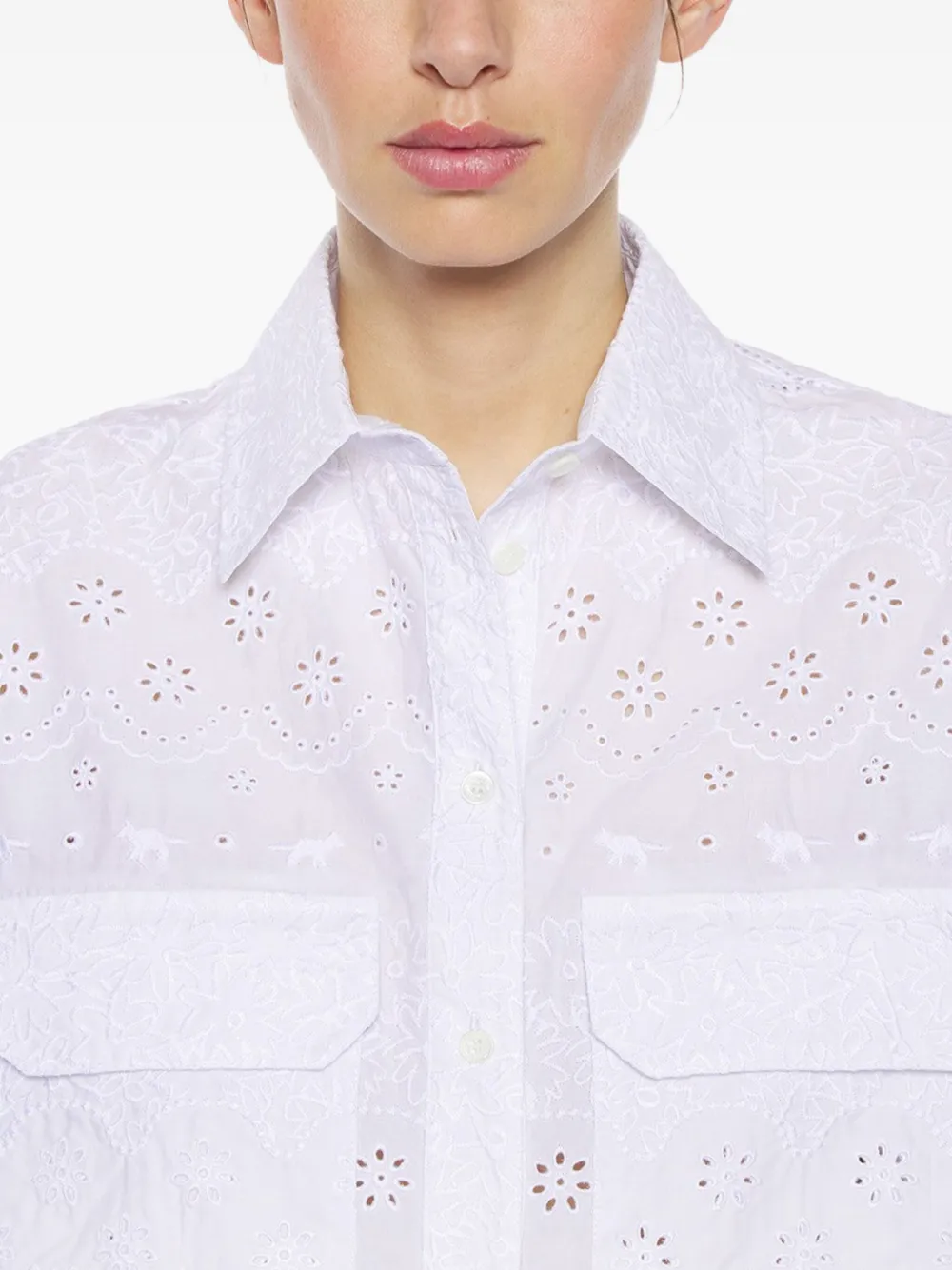MAISON KITSUNÉ EMBROIDERED SHORT-SLEEVE SHIRT