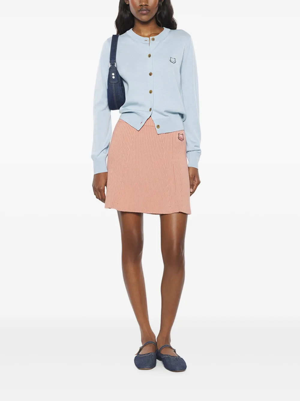 Maison Kitsuné Ribgebreide flared mini-rok - Roze