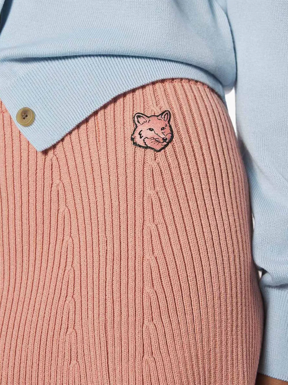 MAISON KITSUNÉ RIBBED-KNIT FLARED MINI SKIRT