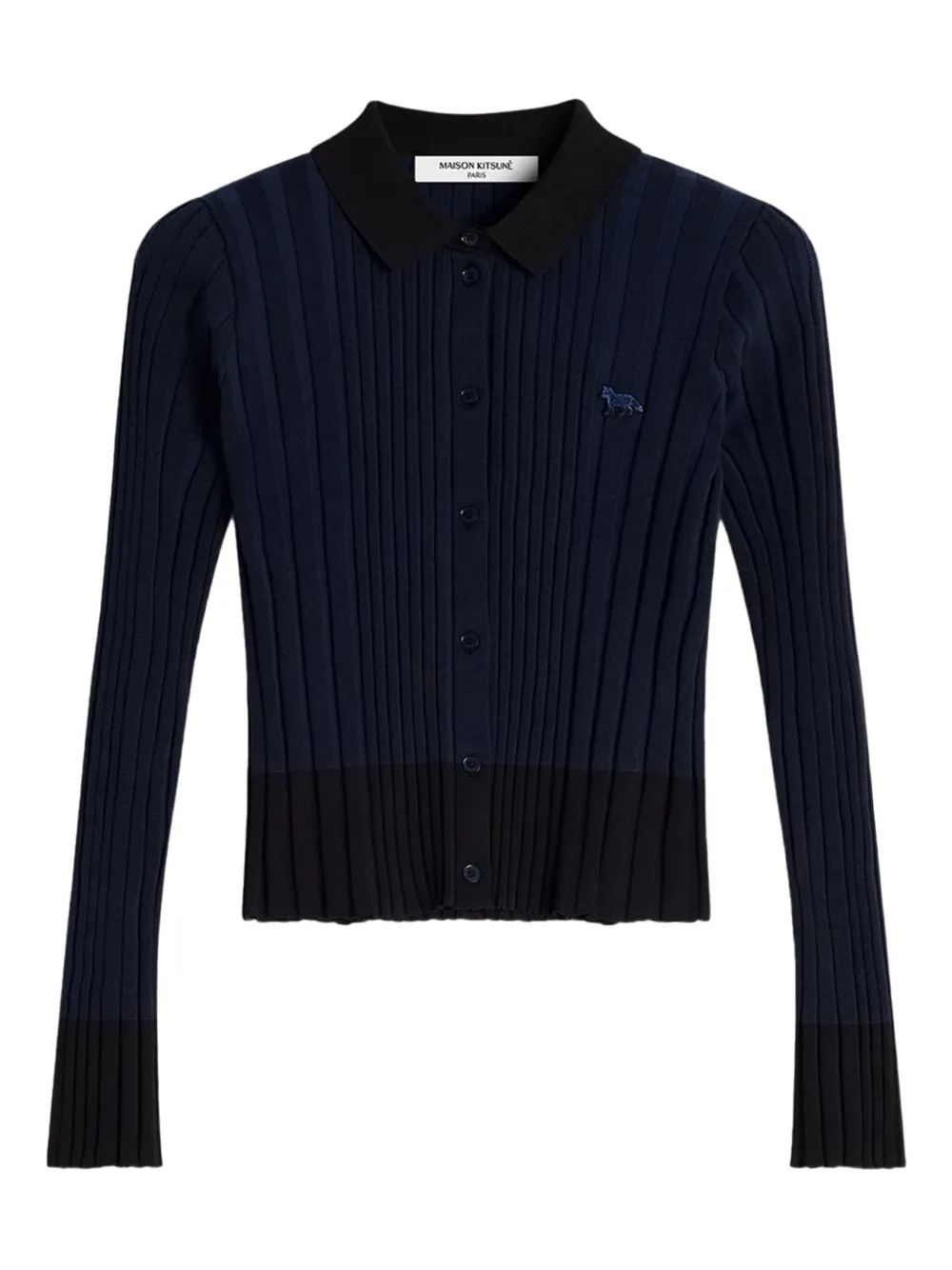 MAISON KITSUNÉ LOGO-EMBROIDERED CARDIGAN 