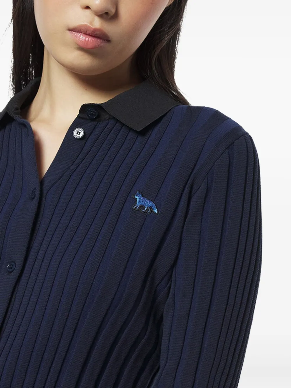 MAISON KITSUNÉ LOGO-EMBROIDERED CARDIGAN 