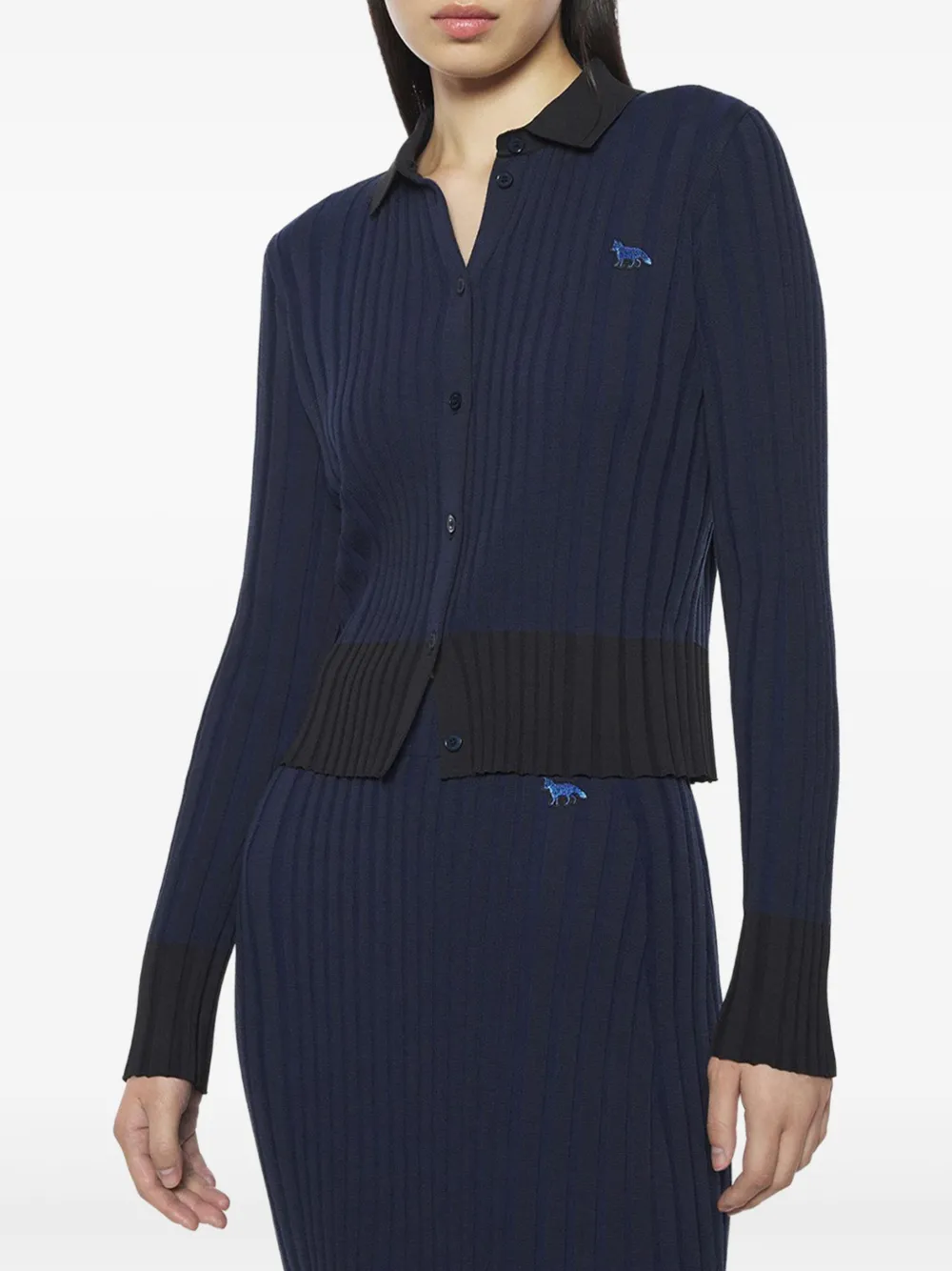 MAISON KITSUNÉ LOGO-EMBROIDERED CARDIGAN 