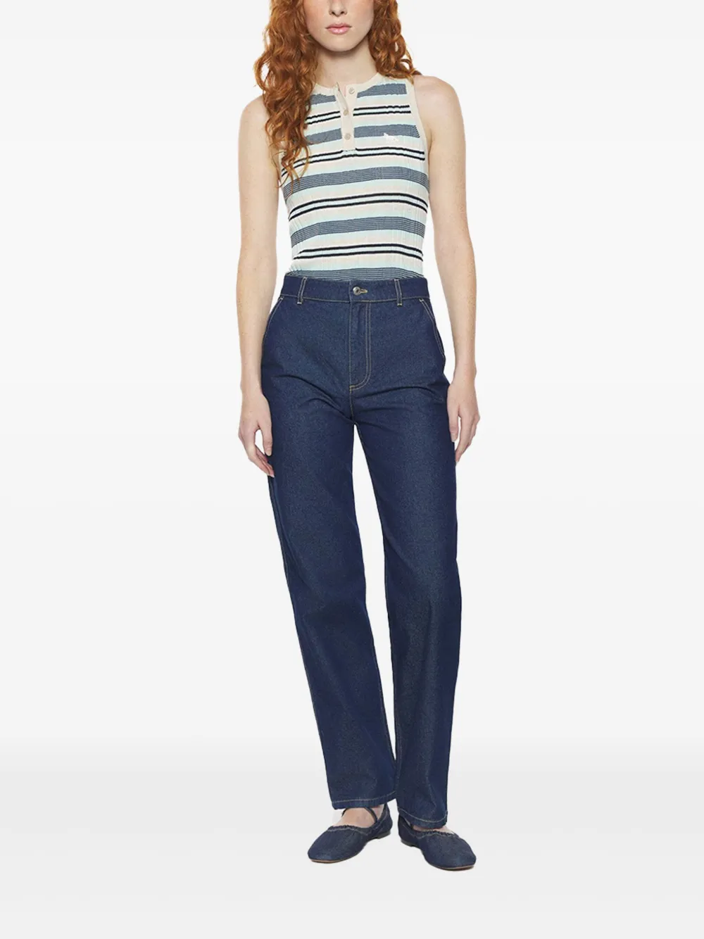 Maison Kitsuné Ruimvallende straight jeans - Blauw